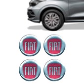 Emblema Calota 48mm Fiat Vermelho Cromo Carros Fiat