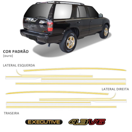 Kit Faixa Blazer Dlx Executive 1996/2000 4.3 V6 Adesivo Dourado