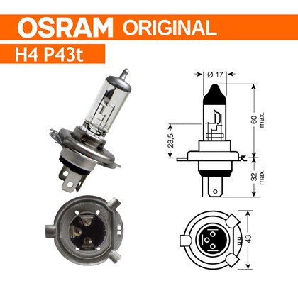 Lâmpada H4 12V 60/55W - Osram Original Standard